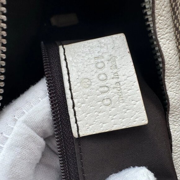 GUCCI Canvas Leather Shoulder Bag Beige Brown Hobo Style Authentic - Picture 6 of 11